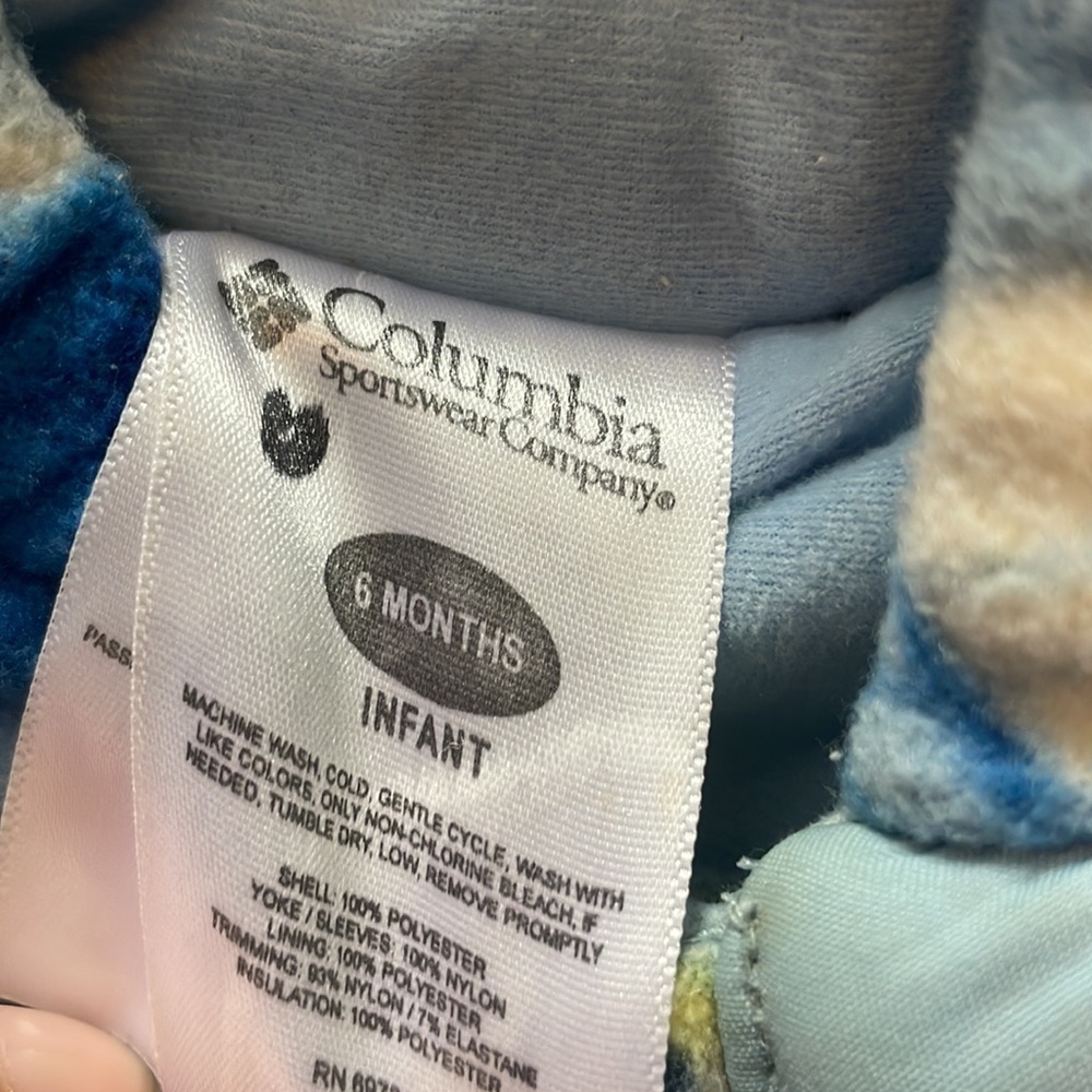 Columbia Blue Snowsuit very warm zipper Velcro - Picture 10 of 10
